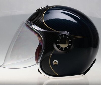 GUANG - JET HELMET BLUE AND BLACK CARBON