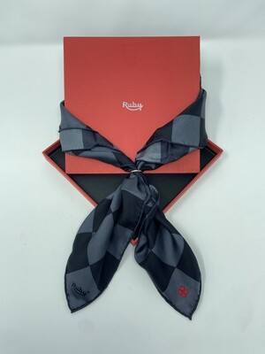 BANDIT SILK SCARF DAMIER BLACK &amp; GREY