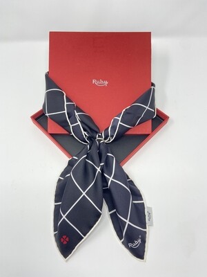 BANDIT SILK SCARF CARREAUX  BLACK &amp; WHITE