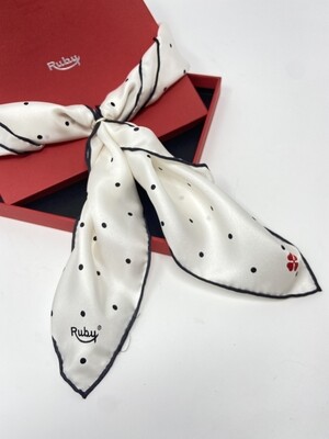 BANDIT SILK SCARF DOT WHITE & BLACK