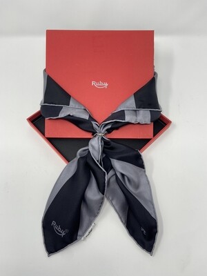 BANDIT SILK SCARF SHINING BLACK &amp; GREY