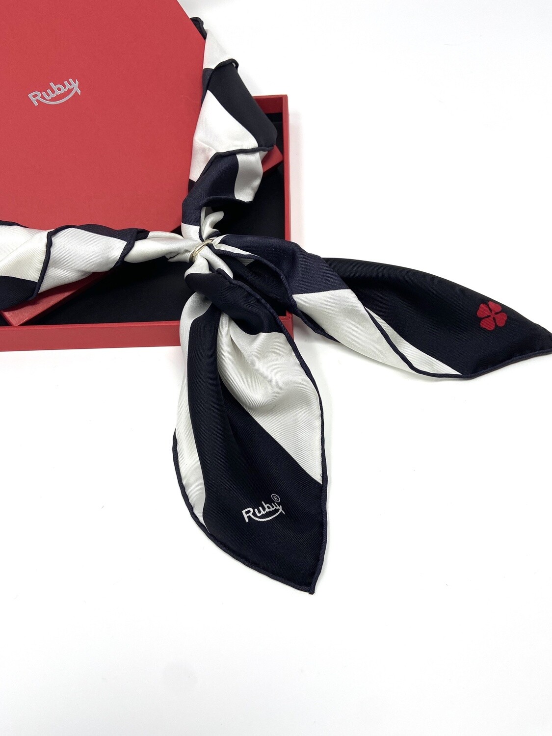 BANDIT SILK SCARF SHINING BLACK &amp; WHITE
