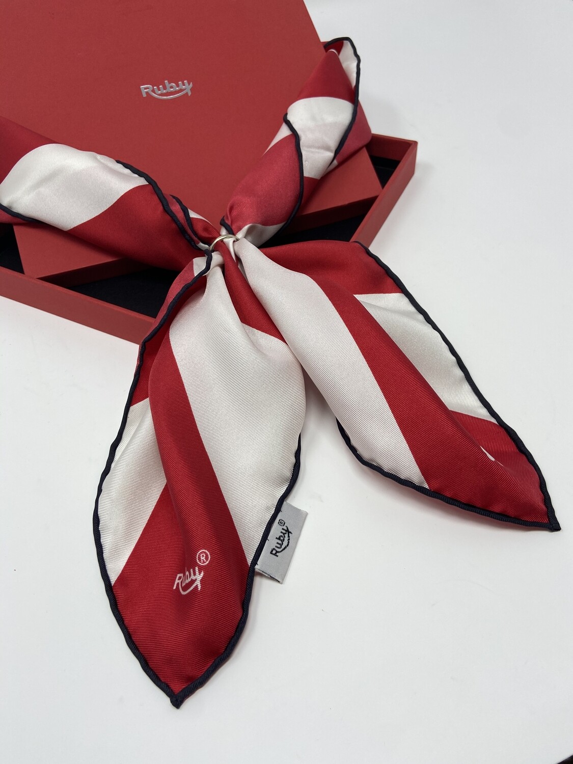 BANDIT SILK SCARF SHINING WHITE &amp; RED