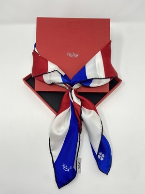 BANDIT SILK SCARF SHINING BLUE WHITE &amp; RED