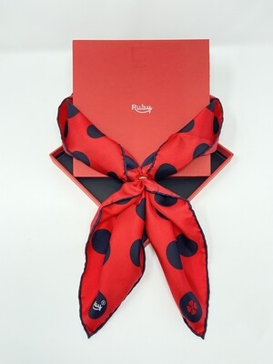 BANDIT SILK SCARF POLKA RED &amp; BLACK