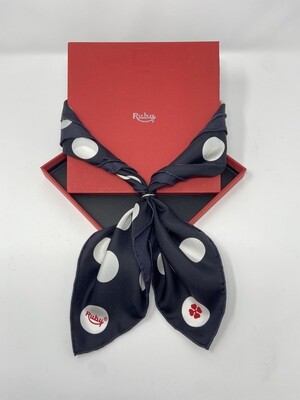 BANDIT SILK SCARF POLKA BLACK &amp; WHITE