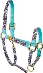 Zebra Black on Teal Polka" High Fashion halster"