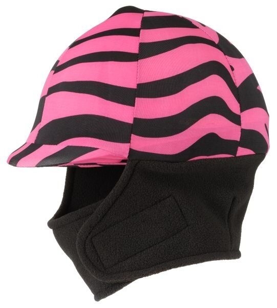 Winter cap cover met fleece zebra roze