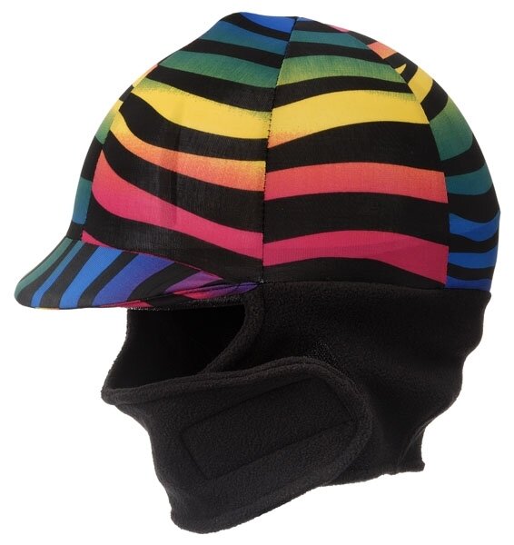 Winter cap cover met fleece, rainbow zebra