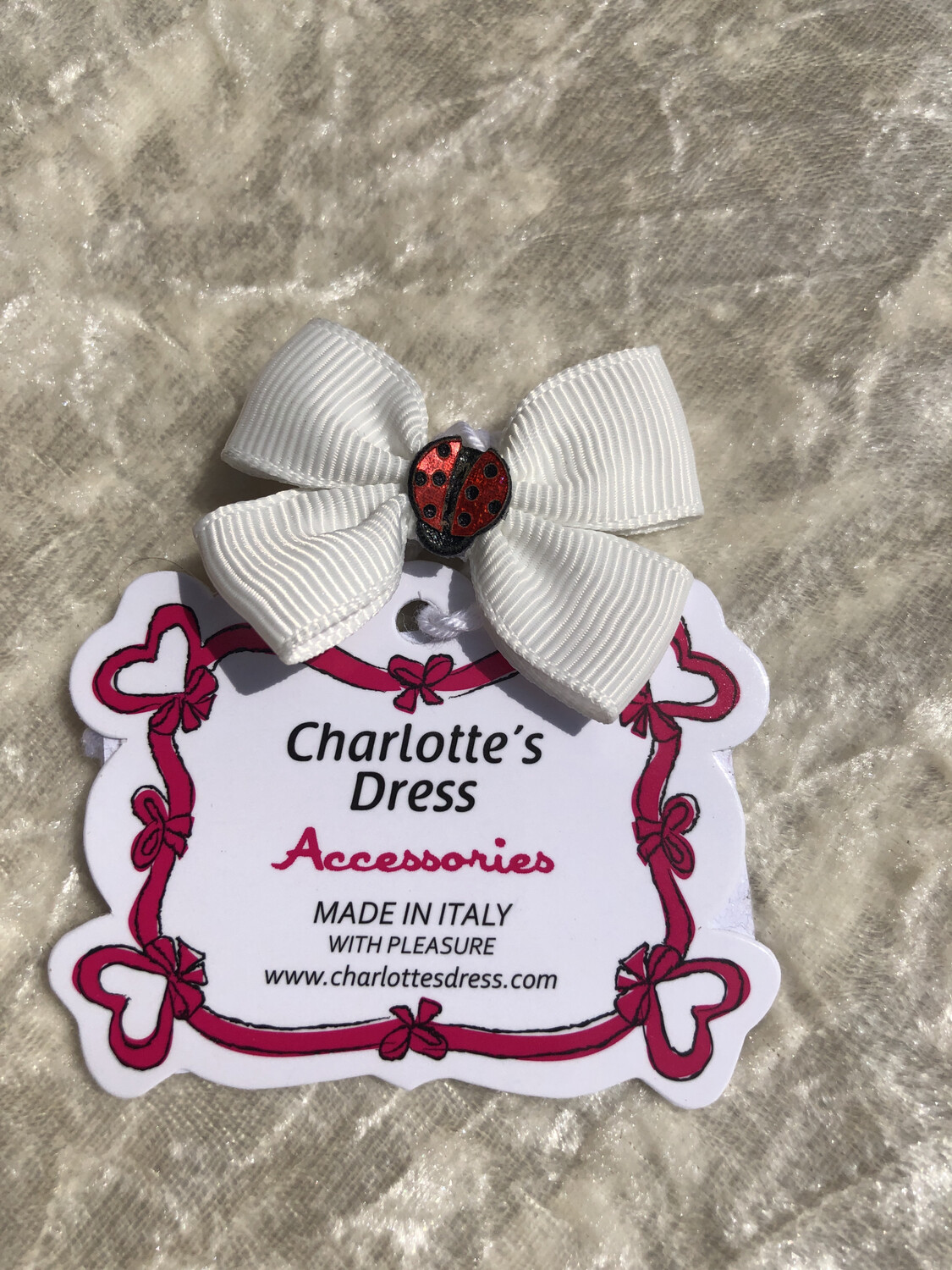 Hairclip Lady Bugs White Hairclip Lady Bugs White