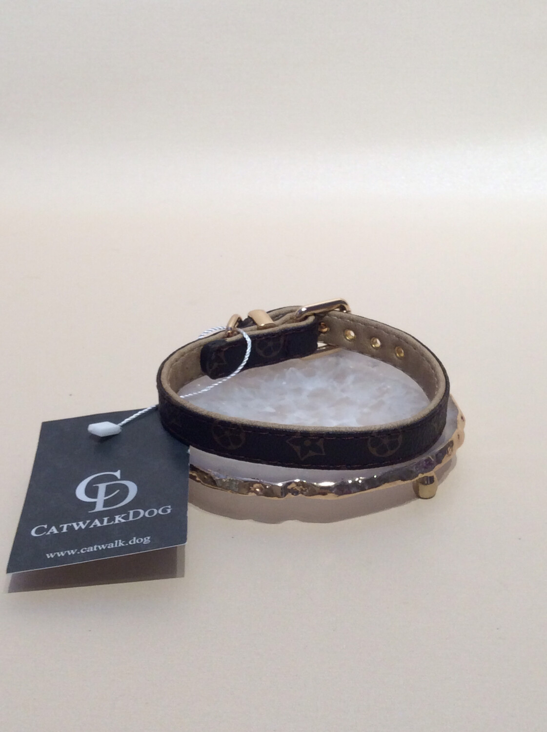 Monogram collar brown S Monogram collar brown S
