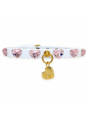 Pink hearts collar white/gold
