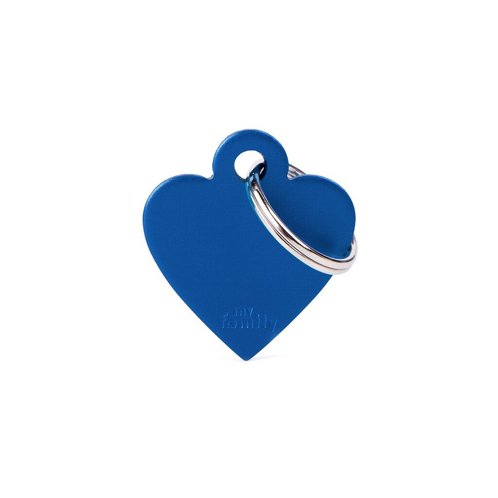 Basic Heart bleu aluminium ID-tag