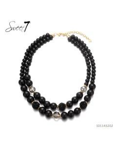 Ketting dubbel zwarte parel.