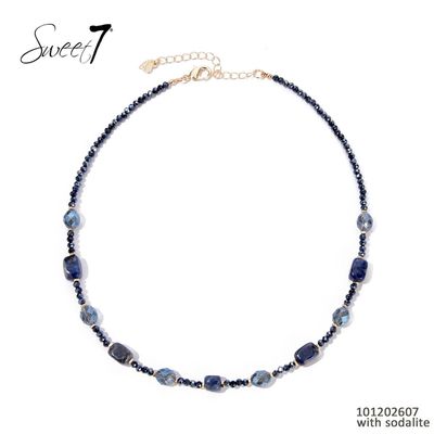 Ketting glazen kralen zwart.