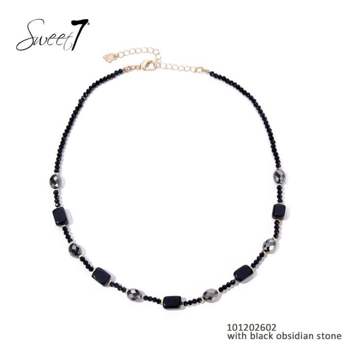 Collier perles de verre noir