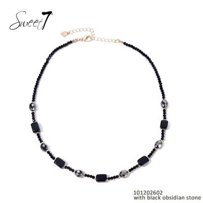 Ketting glazen kralen zwart .