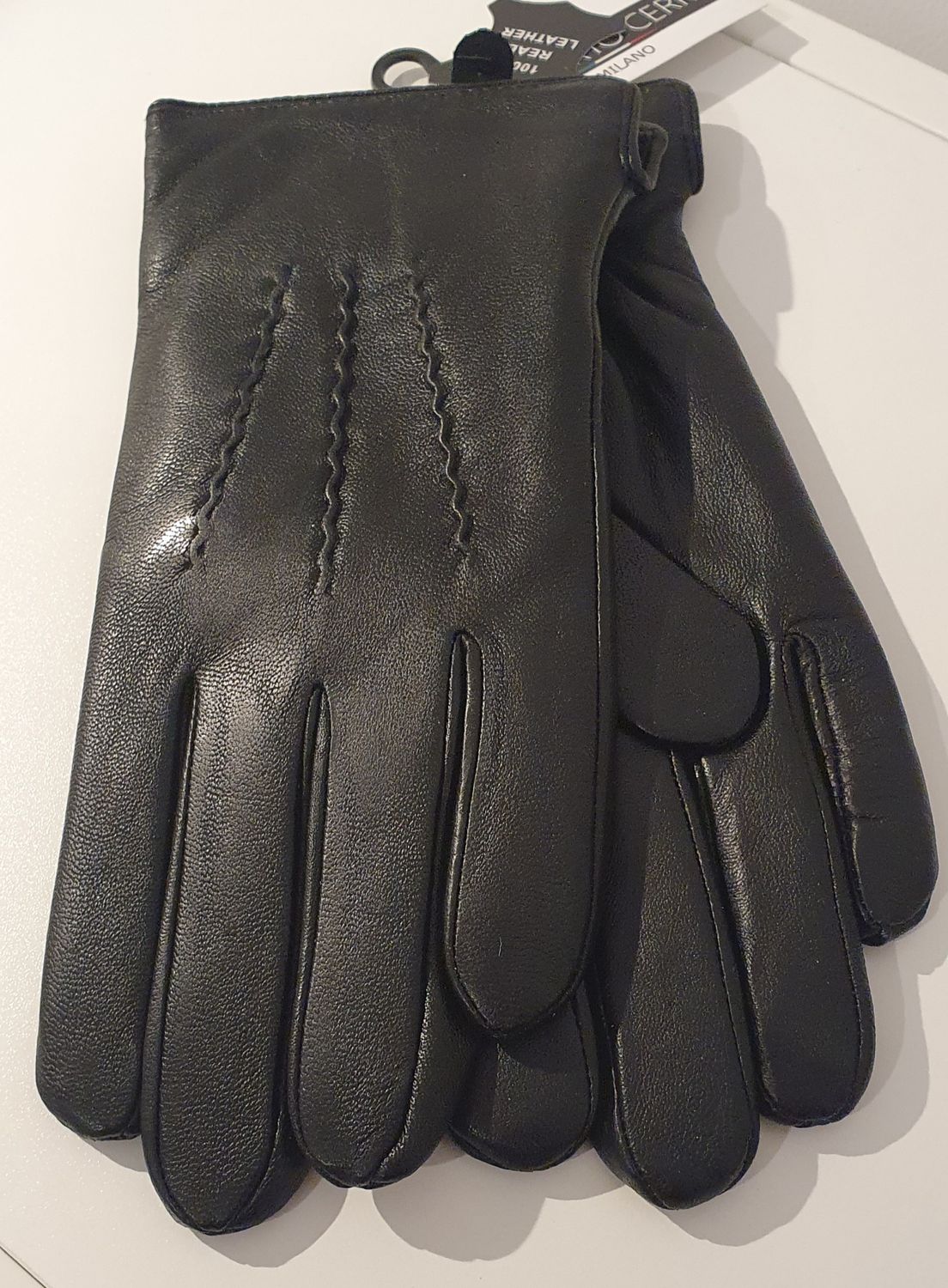 Lederen mannen handschoenen zwart