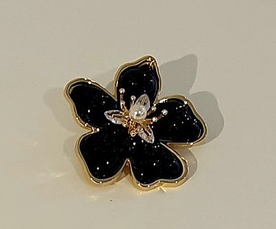 Broche bloem zwart