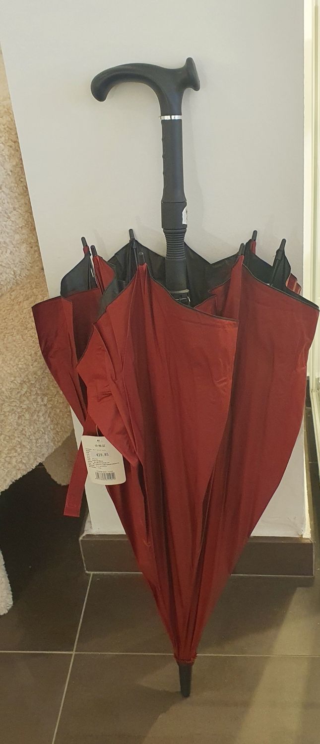 Parapluie avec canne bordeaux