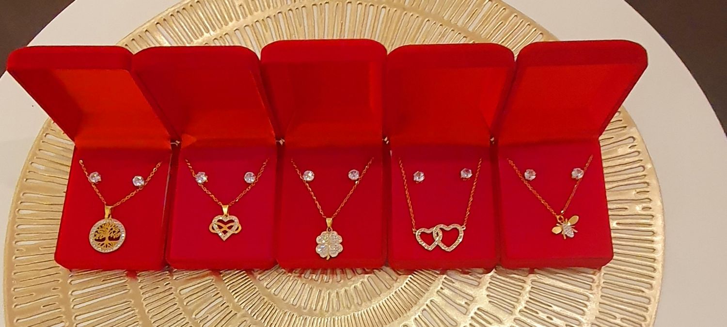 Halsketting met oorbellen goud