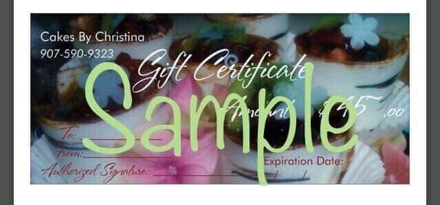 Gift certificate for half sheet cake