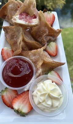 Deep fried strawberry cheesecake wonton  recipe
