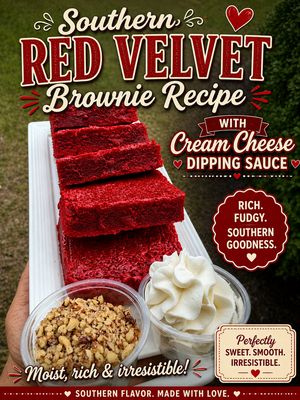 Red velvet brownie recipe w/ cream cheese dipping sauce