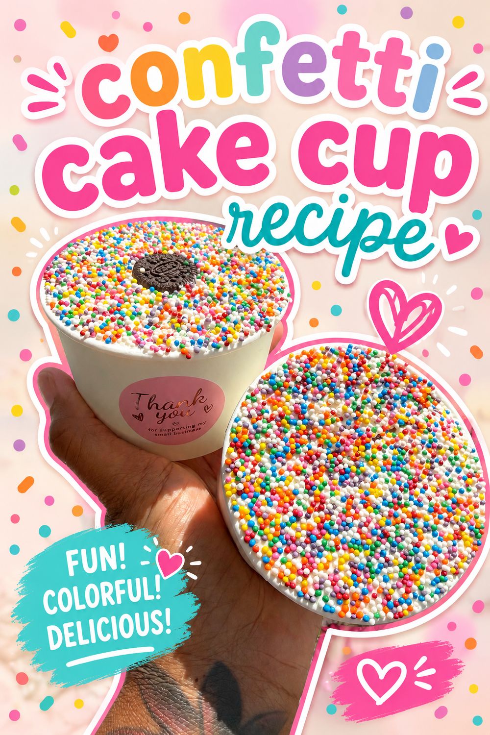 Dot confetti cake cup recipe