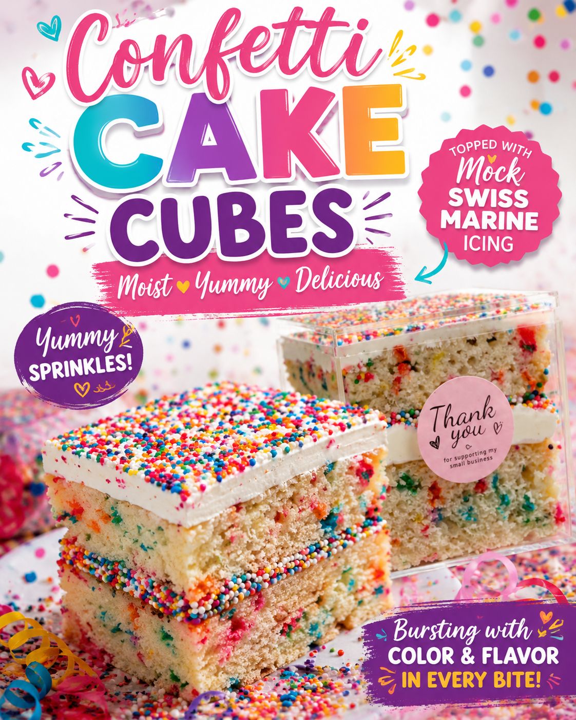 Confetti cake cubes