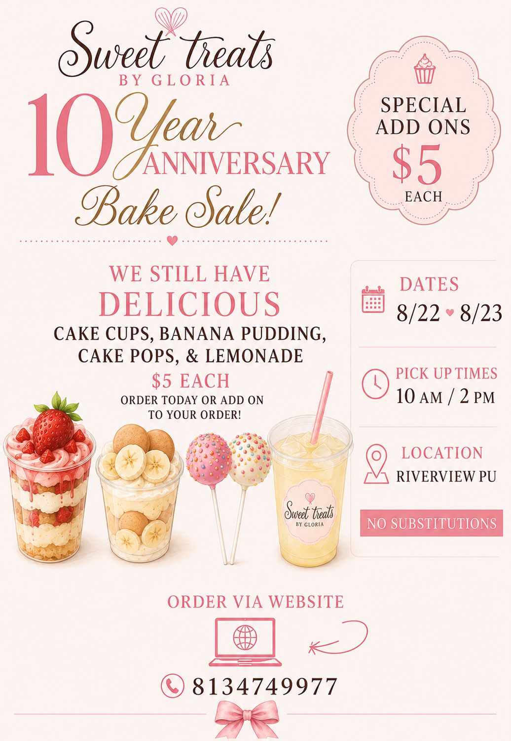 Bake sale 8/22 -23rd