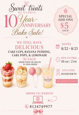 Bake sale 8/22 -23rd