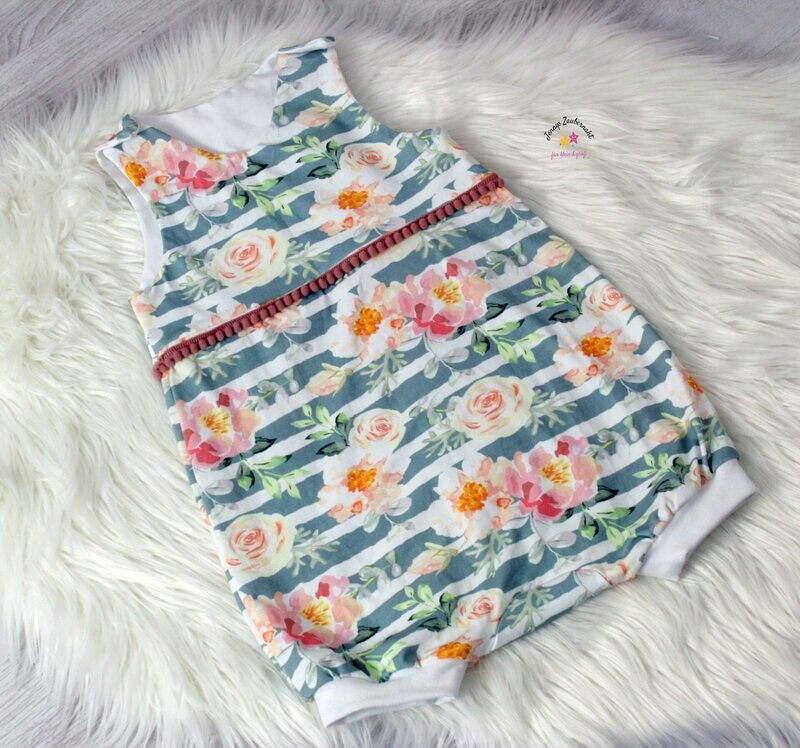 Sommer-Romper Blümchen dunkelmint 92
