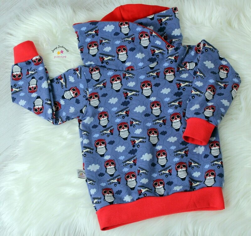 Hoodie Panda mit Fliegerbrille Gr. 92