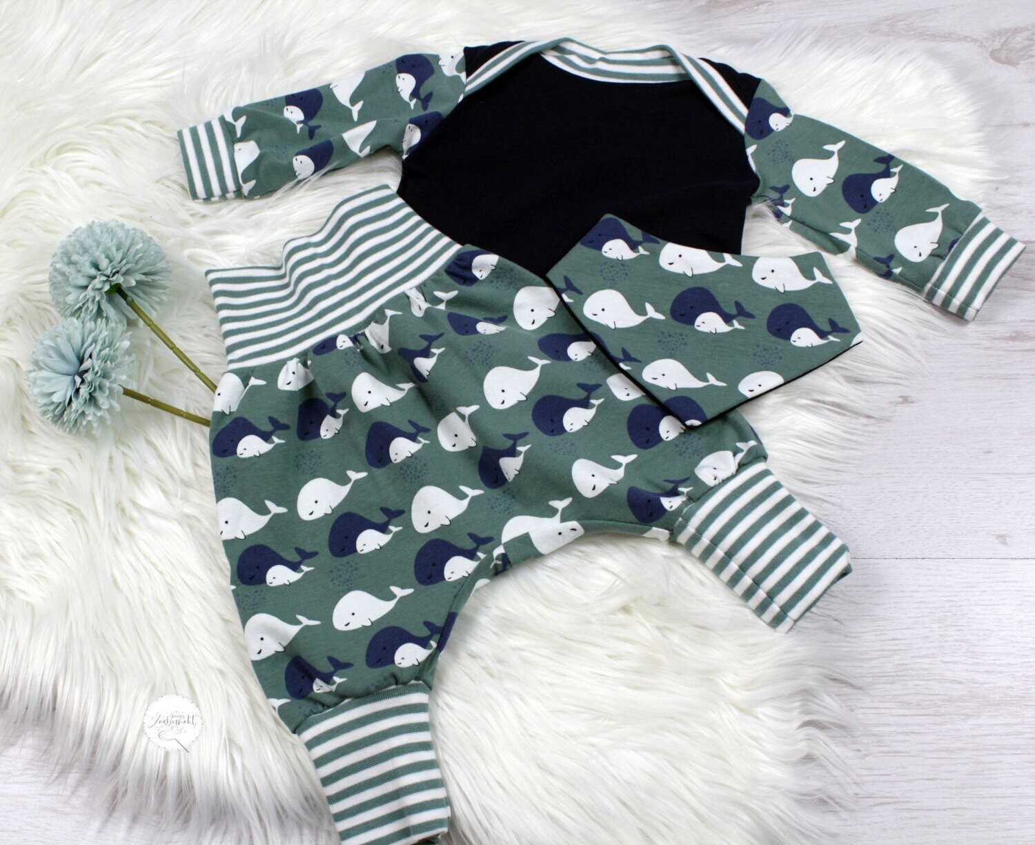 Set Wal altmint/dunkelblau Gr. 50/56 Set Wal altmint/dunkelblau Gr. 50/56