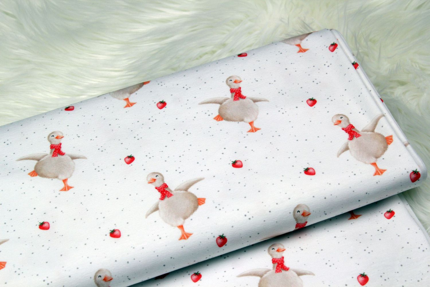 Baumwolljersey Erdbeergans Baumwolljersey Erdbeergans