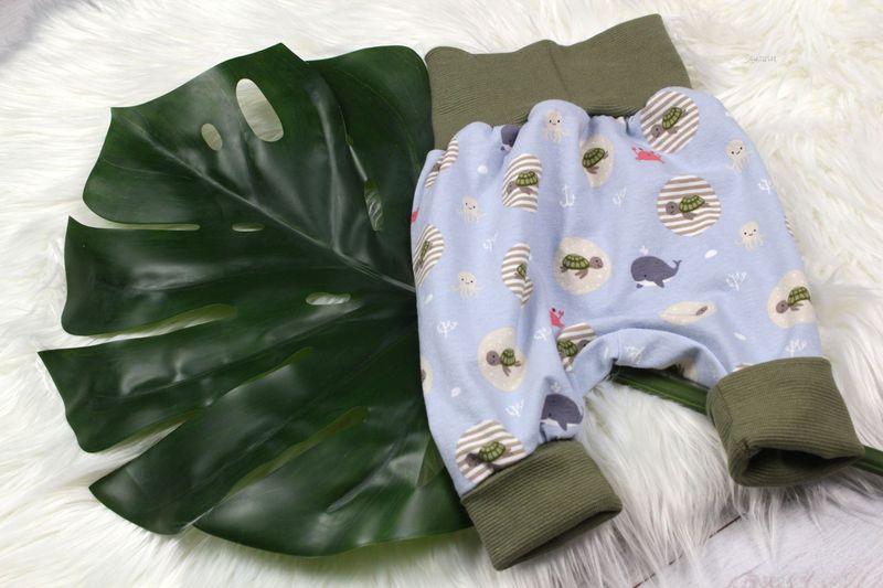 Pumphose Meerestiere hellblau/khaki 50/56
