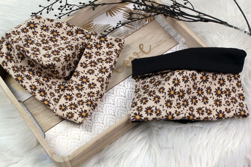Set Beanie und Loopschal Blumenprint KU46-48cm