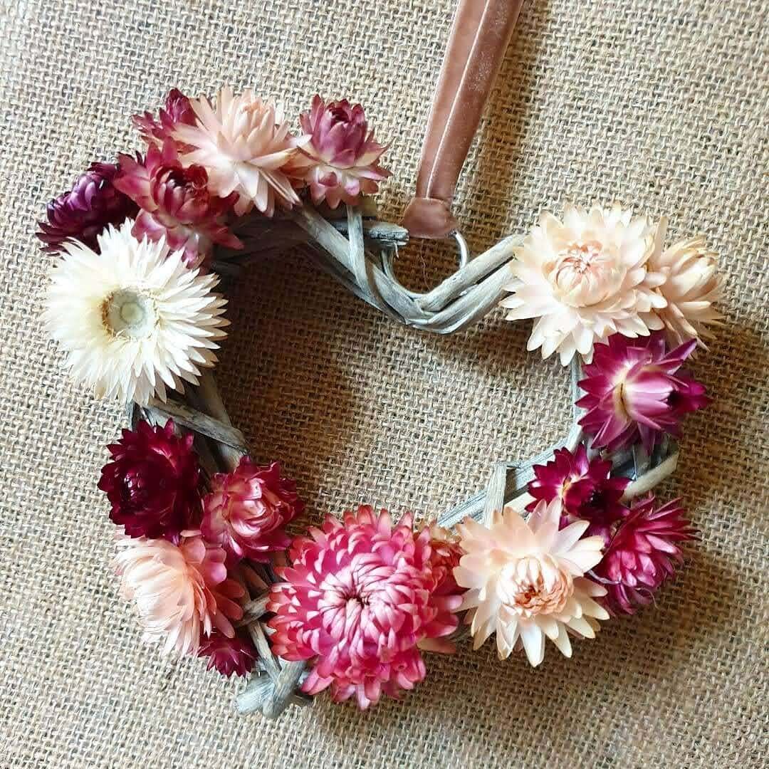 "Esme" -  willow dried flower heart wreath