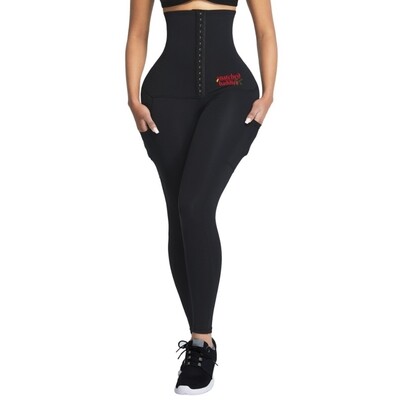 Hooks Waist Trainer Shapewear Leggings Smooth Silhouette With **Side Pockets**