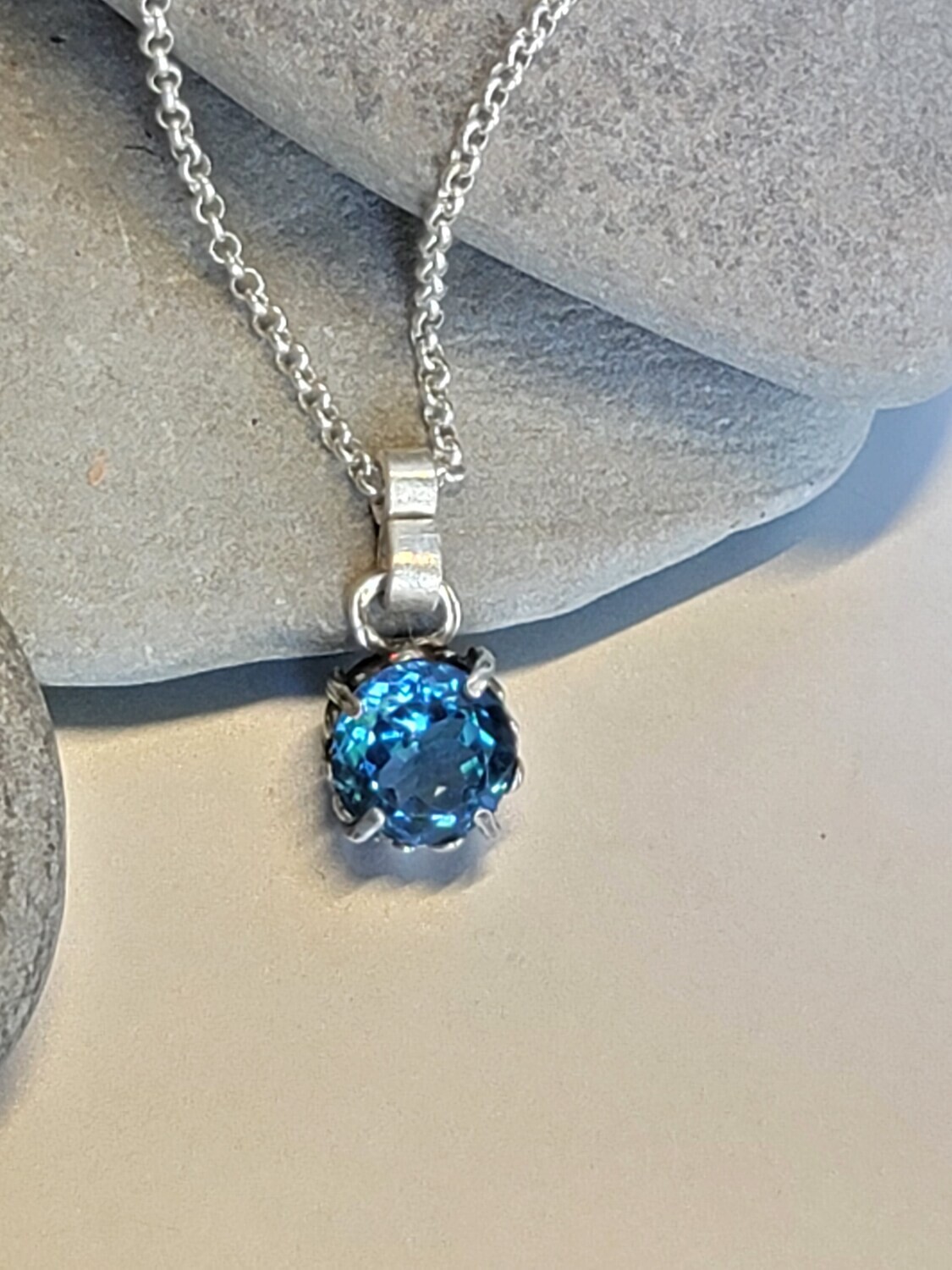 London Blue Topaz and Silver Pendant