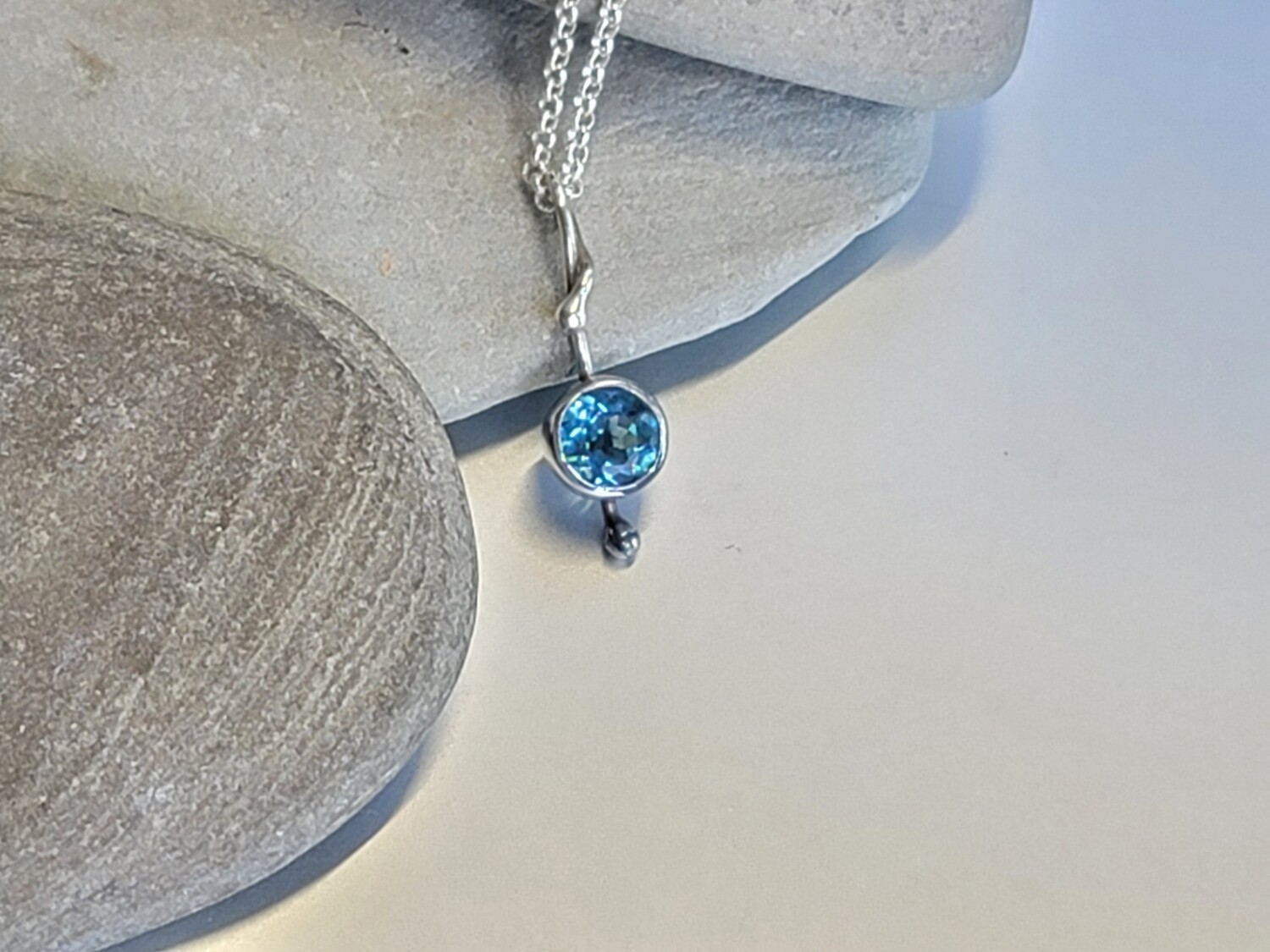 London Blue Topaz and Silver Pendant