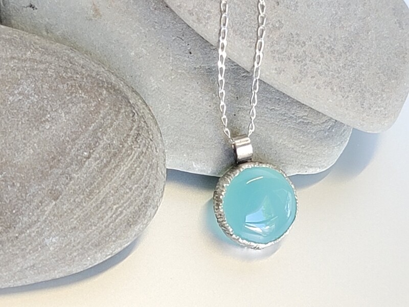 Chalcedony and Silver Pendant