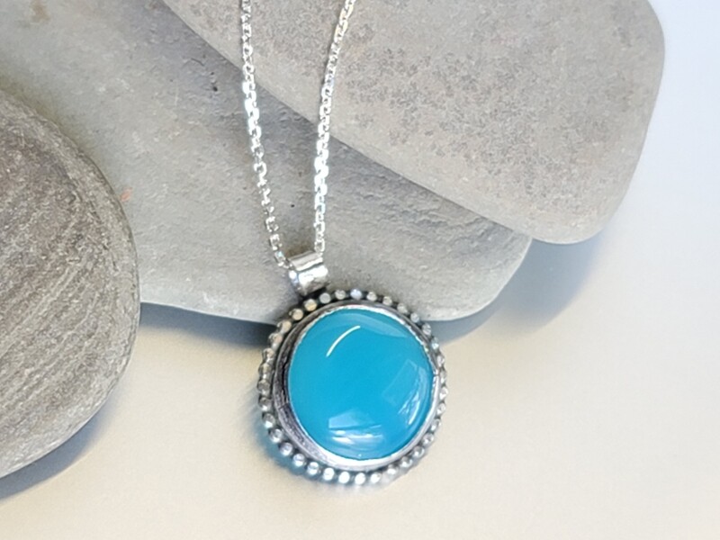 Chalcedony and Silver Pendant