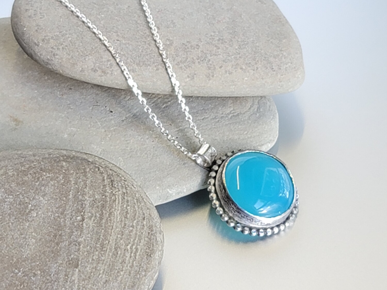 Chalcedony and Silver Pendant