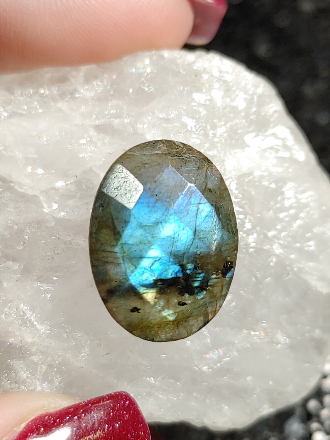 Labradorite Blue Double-Sided Rosecut Oval Cabochon