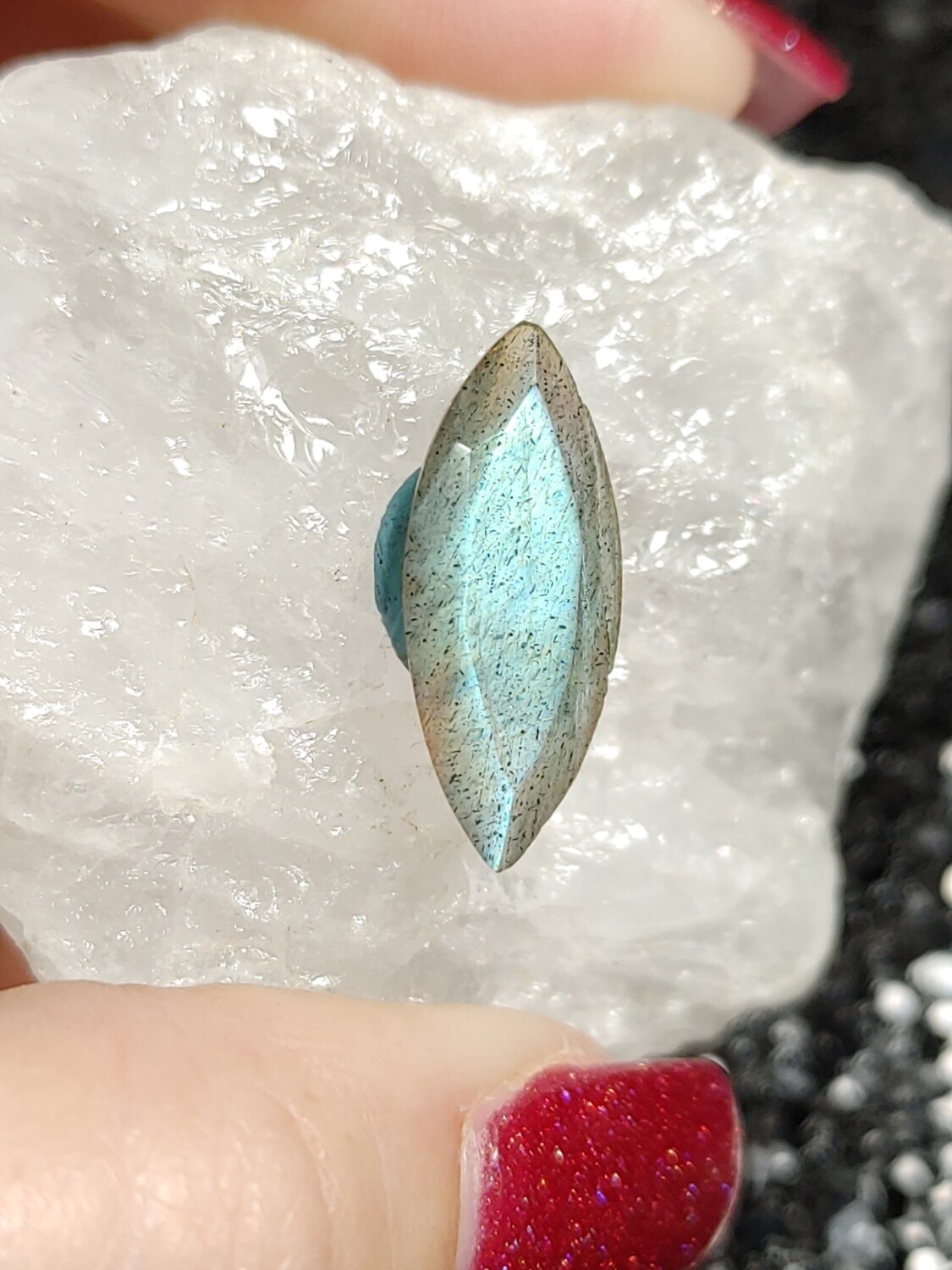 Labradorite Green Faceted Marquis Gemstone