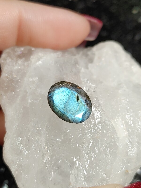 Labradorite Blue Faceted Oval Gemstone