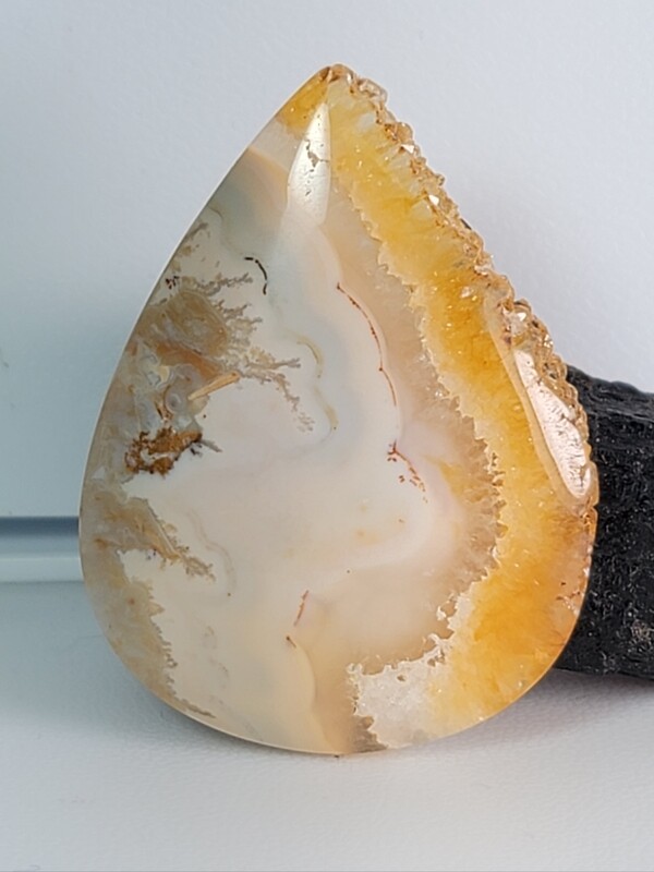 Palm Root Agatized with Duzy Quartz Cabochon