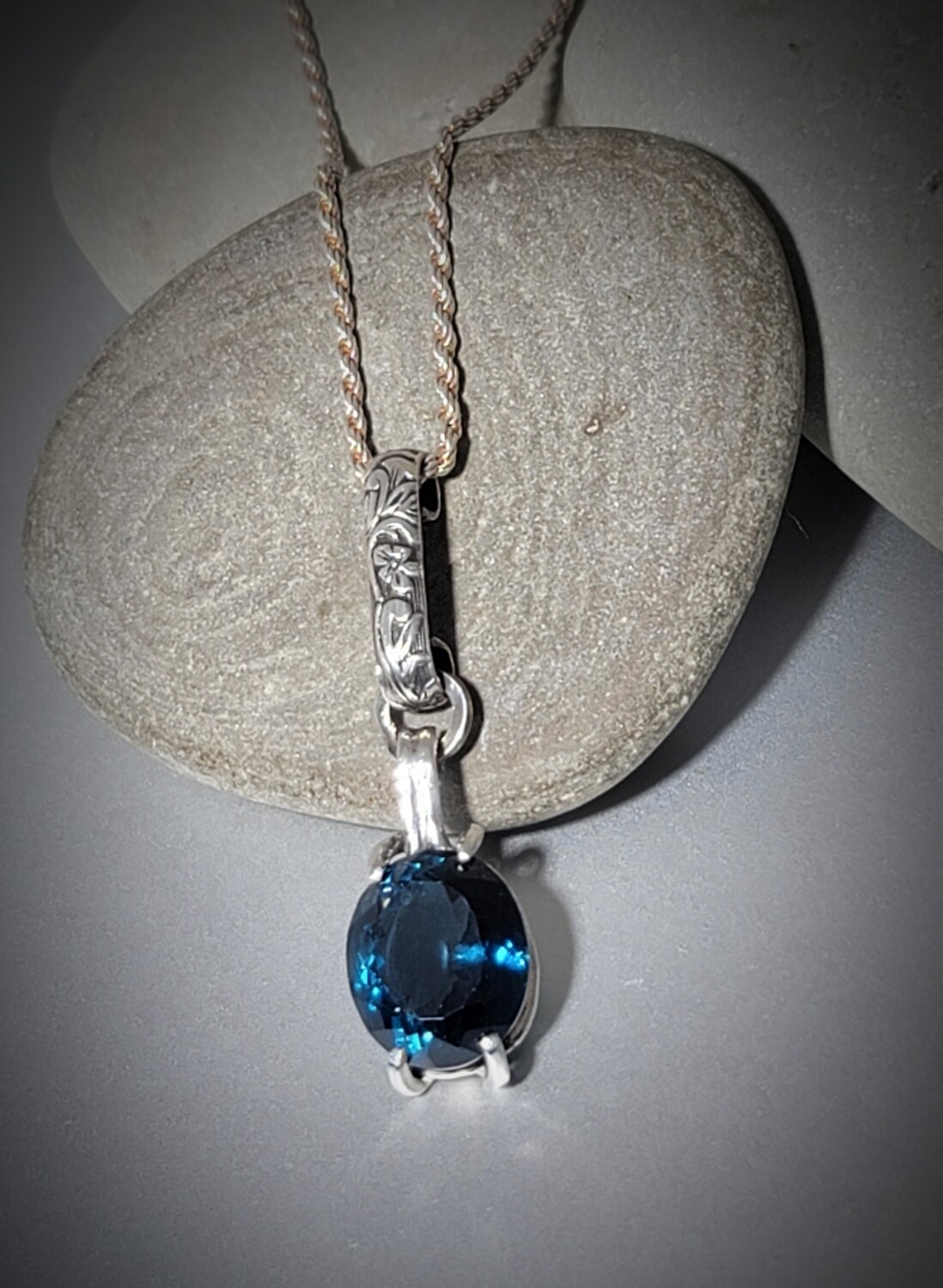 London Blue Topaz Art Nouveau Pendant